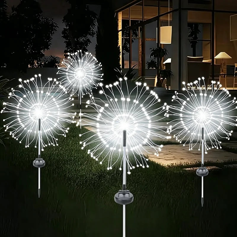 lumières solaires feux d'artifice multicolores modernes extérieures détecteur mouvement led autonomes festive vacances
