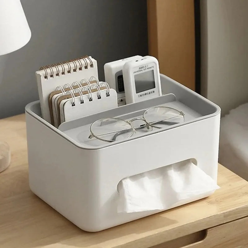 boîte rangement multifonctionnelle blanc moderne distributeur mouchoirs lunettes carnets téléphones portables organisateur chambre