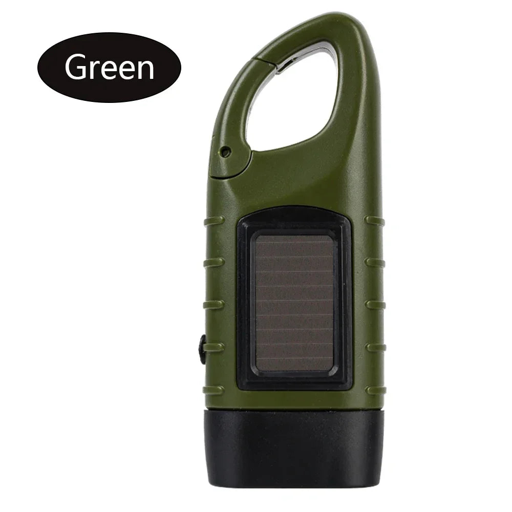 lampe torche solaire vert olive led panneau solaire antidérapante clips sac