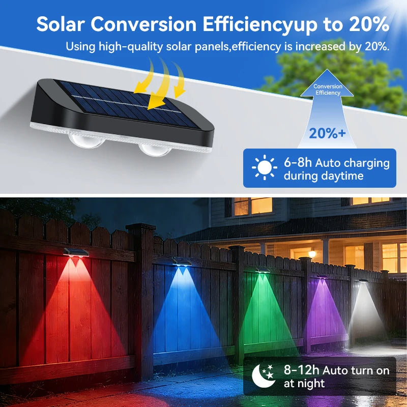 lampes solaires extérieures led rgb clôture jardin autoinstallation bouton poussoir