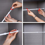 tige rideau douche blanc tension ressort extensible respectueux environnement moderne fixe sans perçage