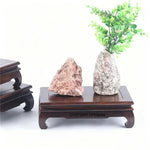 support thé bois gravé classique vase plant plateau artisanal miniature stand display chinese