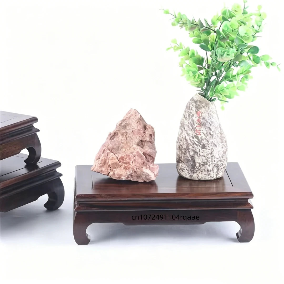 support thé bois gravé classique vase plant plateau artisanal miniature stand display chinese