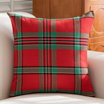 ensemble deux housses coussin carrées motif tartan vert rouge décoration maison traditionnel