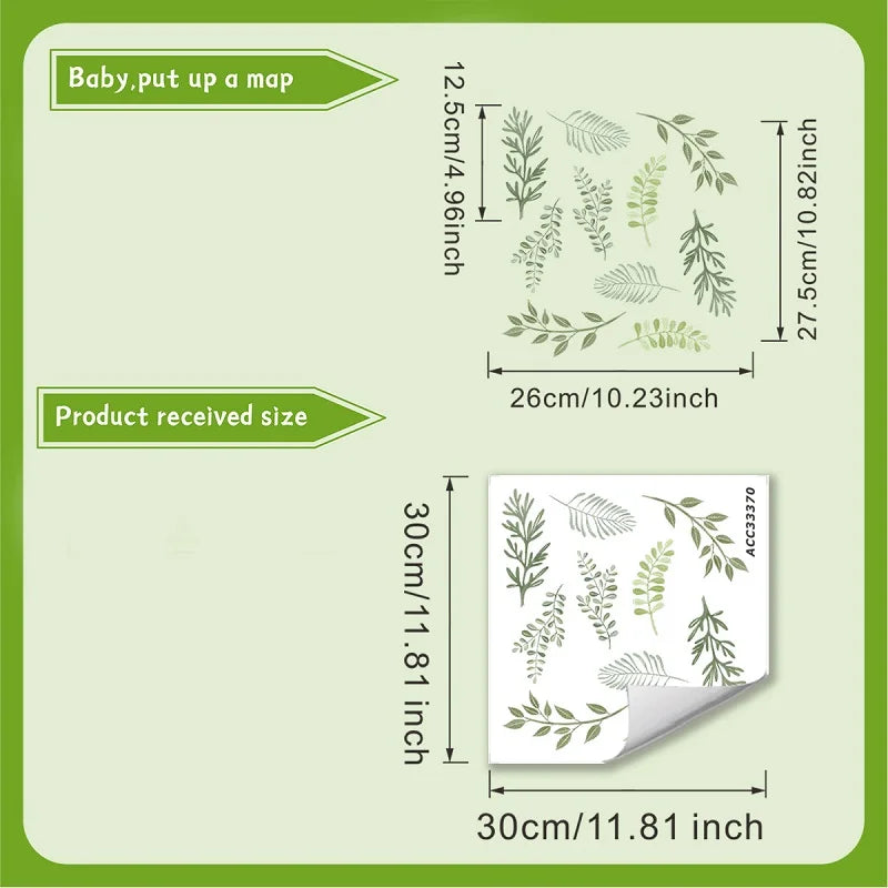stickers muraux feuilles vertes simples minimaliste adhésif pvc decoration chambre salon