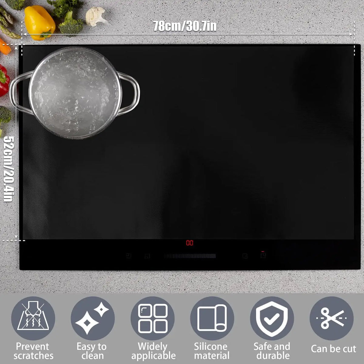 protège induction plaque cuisson noir moderne minimaliste respectueux environnement protection table cuisine insert