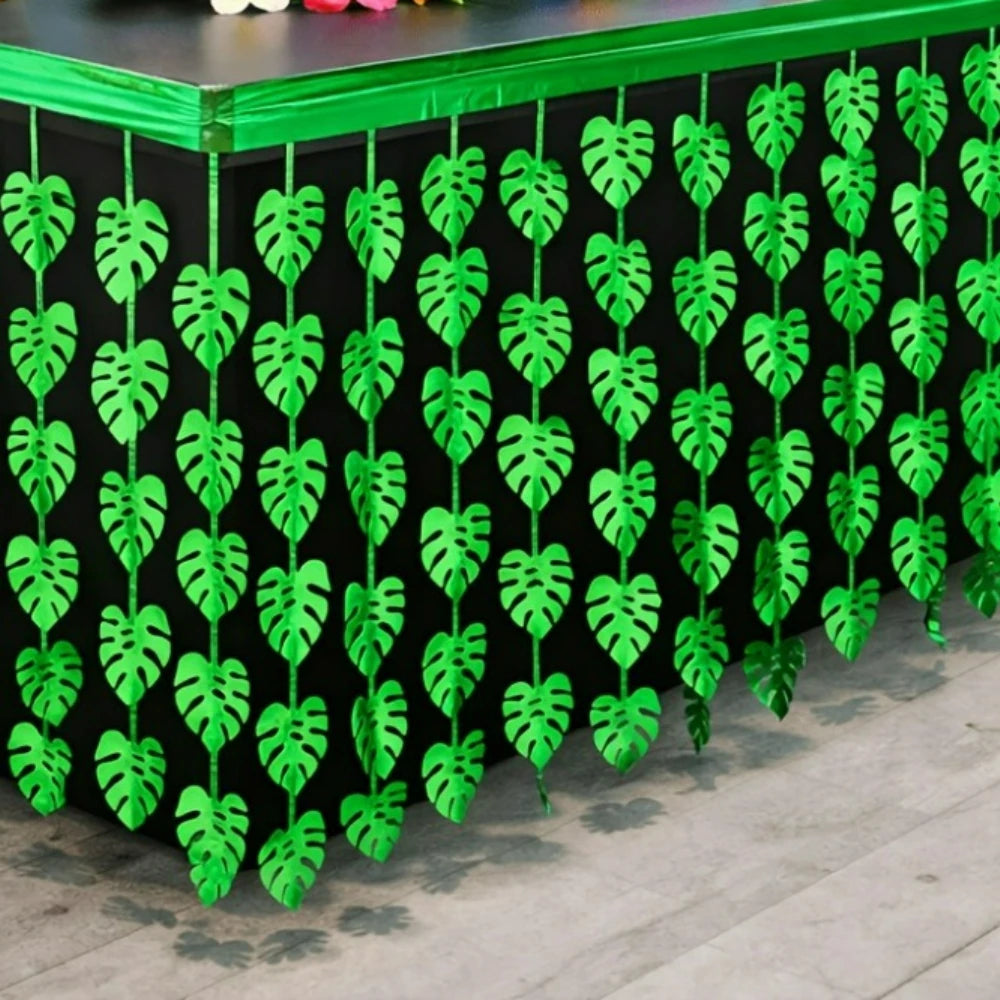 décoration murale feuilles monstera vert noir tropical hawaïen éclairage variable adhésif double face guirlandes