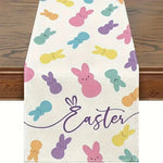 chemin table pâques lapins fleurs printemps jaune rose verte bleue pastorale imperméable polyester rectangle