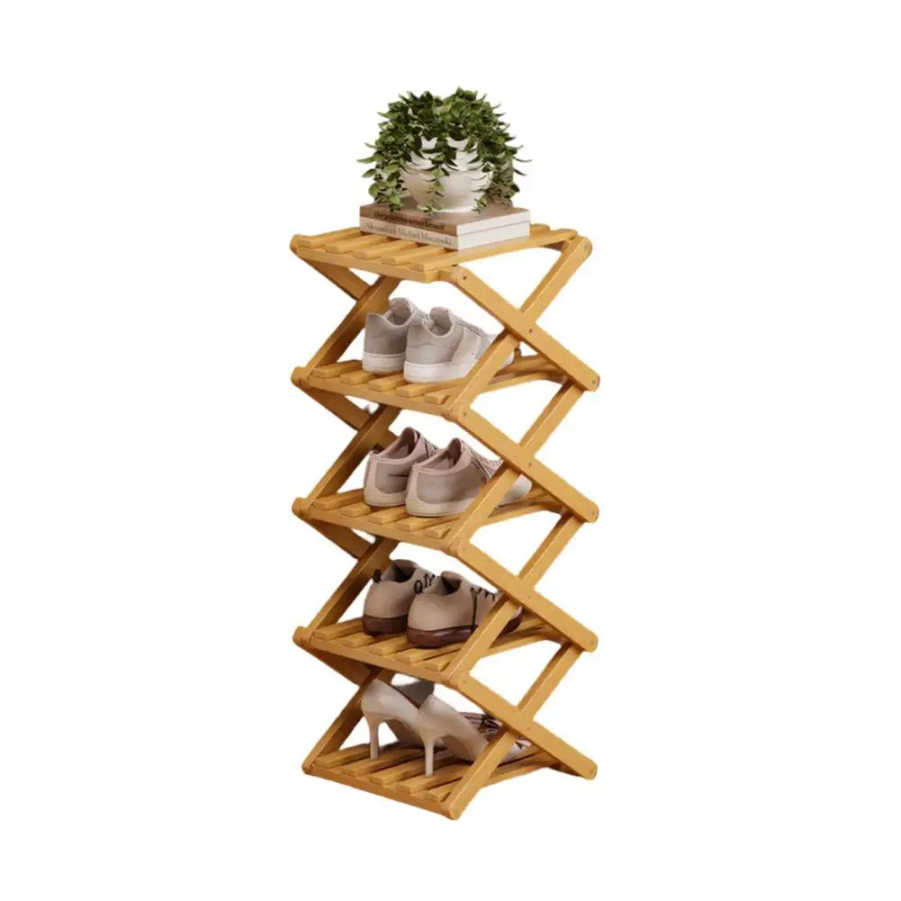 étagère pliable bois chaussures moderne réutilisable niveaux entrée couloir petit espace