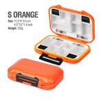 boîte rangement pêche pratique robuste compartiments transparents texture mat poignée noire orange noir