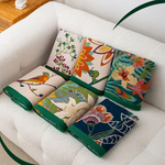 rideau moderne fleuri bleu marine bordure verte machine lavable