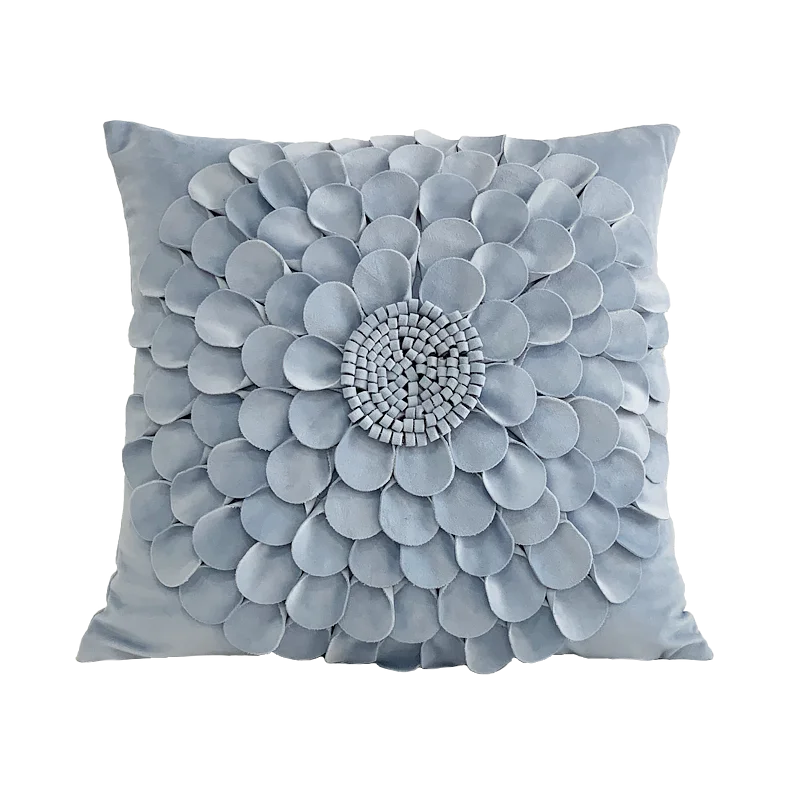 coussin velours moderne motif fleurs relief jaune gris rose blanc décoration intérieure sofa chaise