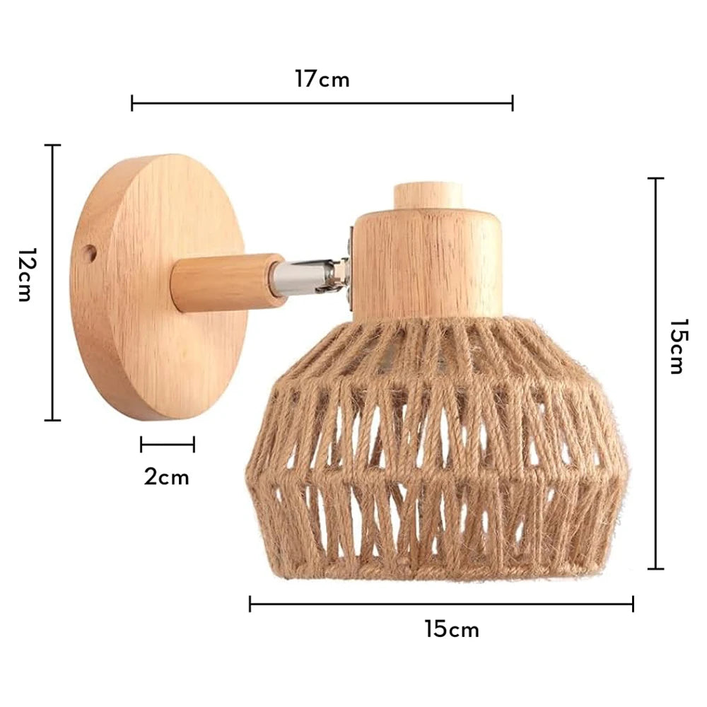 lampe murale tissu tressé bois naturel éclairage moderne rustique entrée chambre coucher