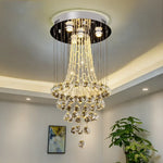 lustre moderne classique cristal chaînes métalliques transparent doréintérieur led lumières