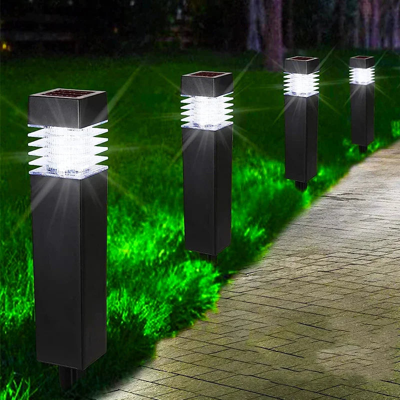 lumière solaire extérieure led moderne noire fixée piquet flux lumineux ip65 étanche jardin patio
