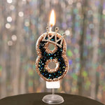 bougies gâteau numérotées paillettes couronne festives anniversaire mariage décoration noire dorée bleue
