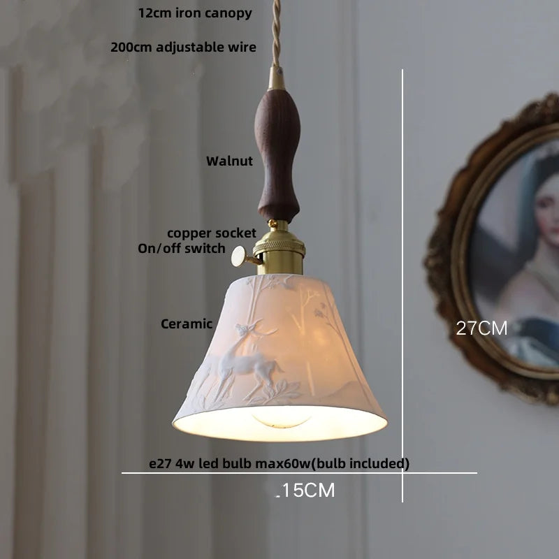 lampe suspendue led blanc doré noyer perforations vintage rustique ampoule e27