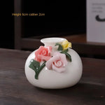 vases céramique blanc fleurs relief classique intérieur décoration maison vintage faux fleurs miniature
