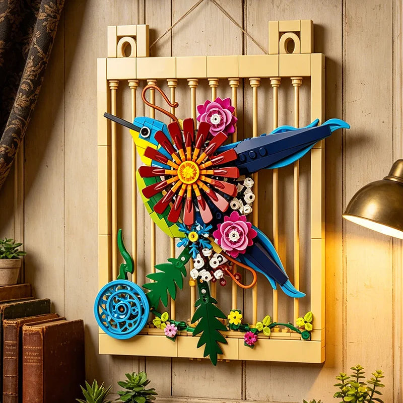 décoration murale cadre lego floral licorne colibri papillons fleurs animaux nature suspendu chambre enfants