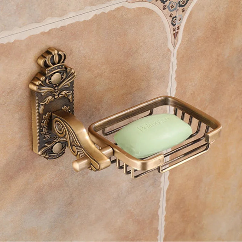 porte serviettes doré porte papier savon porte manteau ensemble salle bain finition antique bronze
