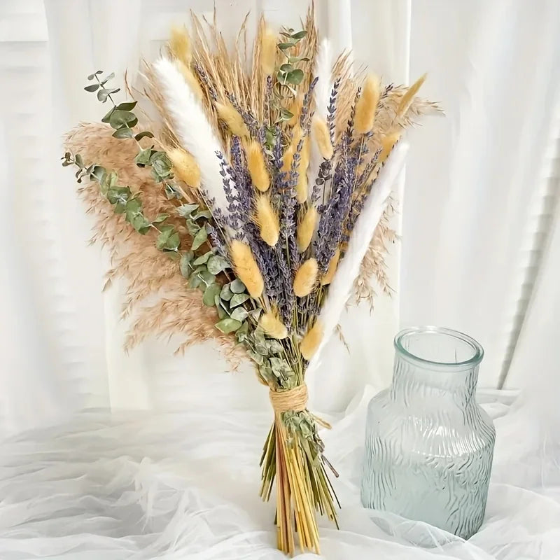 Bouquet fleurs séchées naturel varié rustique décoration maison anniversaire fêtes