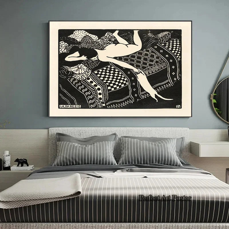 affiche murale noir blanc abstraite art moderne posters impression toile sans cadre decoration mur