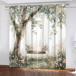 rideau floral paysage moderne balançoire arbre fleurs translucide 100 polyester 60x150cm 75x166cm 105x230cm 130x210cm