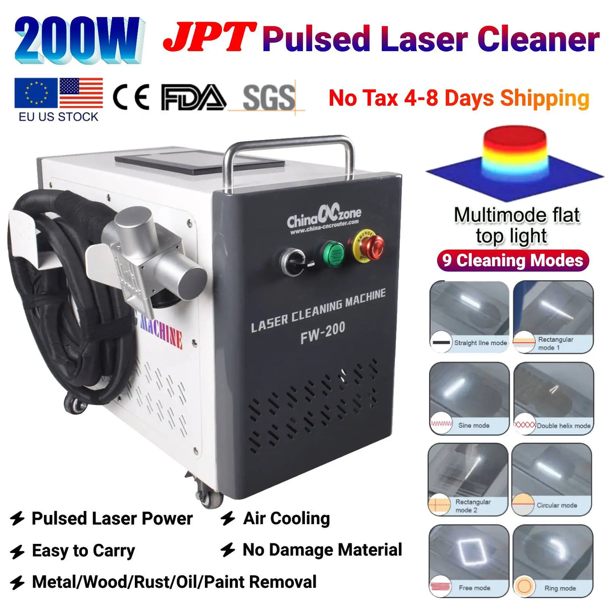 nettoyeur laser industriel machine laser professionnel gris noir bleu écran tactile roulettes refroidissement air