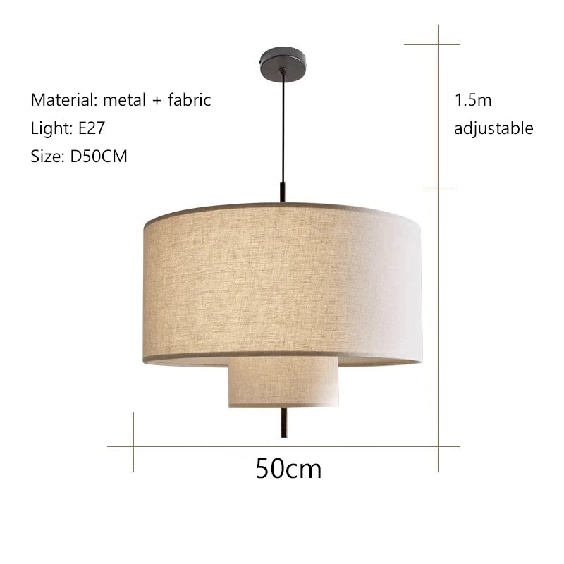 suspension lumineuse tissu beige moderne 30cm 40cm 50cm 60cm 80cm lumière chaude lumière neutre