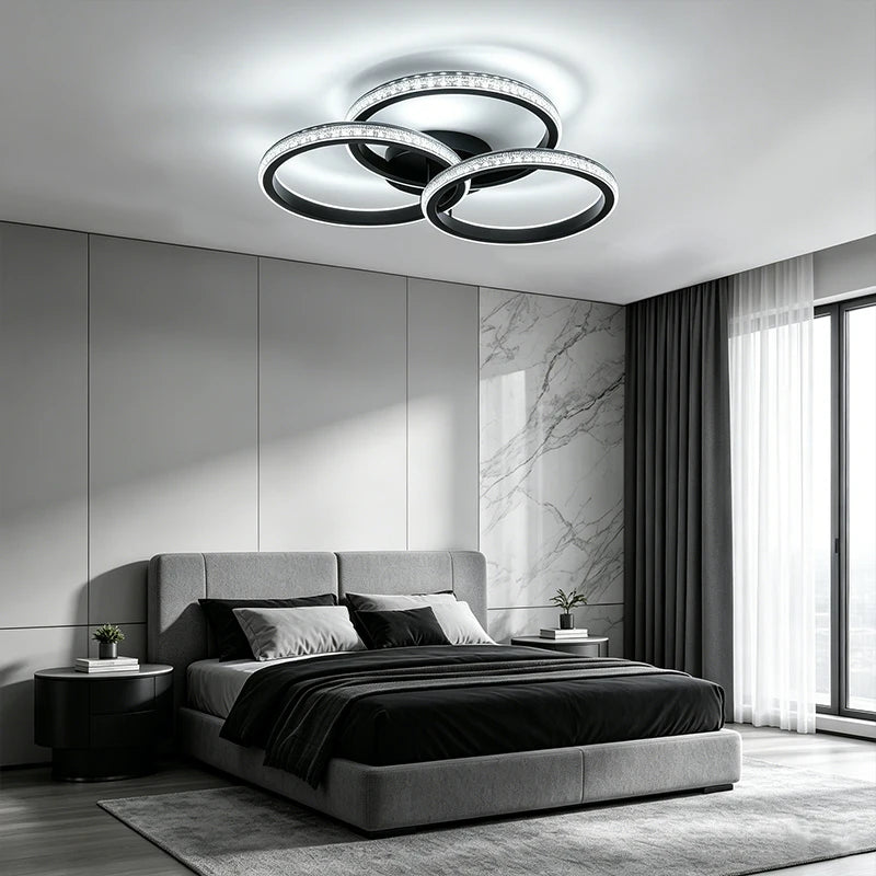 Plafonnier LED Cristal Moderne Réglable 3000K 6500K Salle Bain Étude Économie Énergie Robuste Moderne