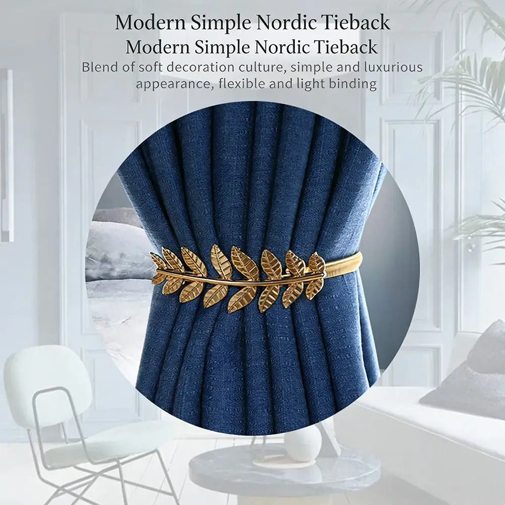 rubans élastiques épaisses rideaux feuilles dorées boucles métalliques modernes simple nordique 40 80cm