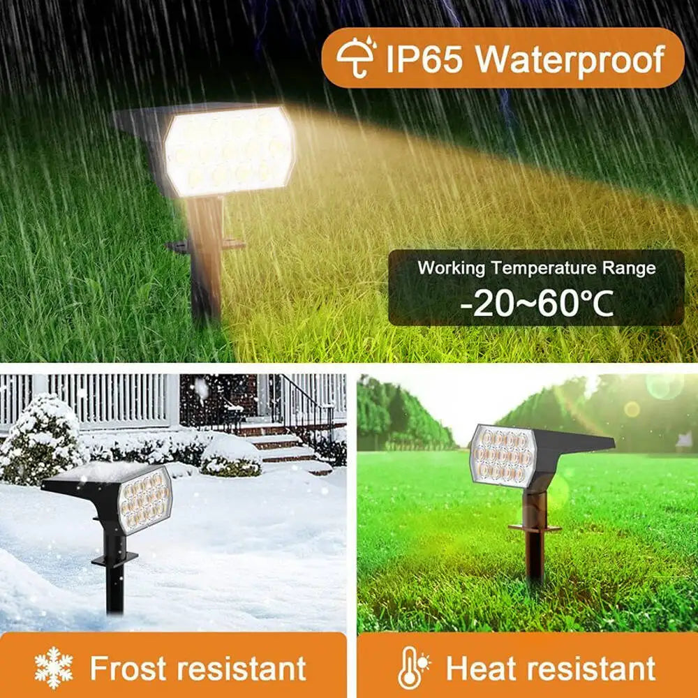 spots solaires led jardin extérieur 52 leds ip65 moderne jaune noir minimaliste