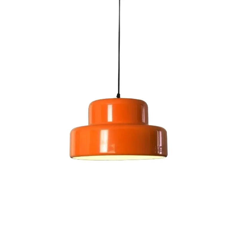 suspension lumineuse moderne deux abatjour orange noir rétro salon étude