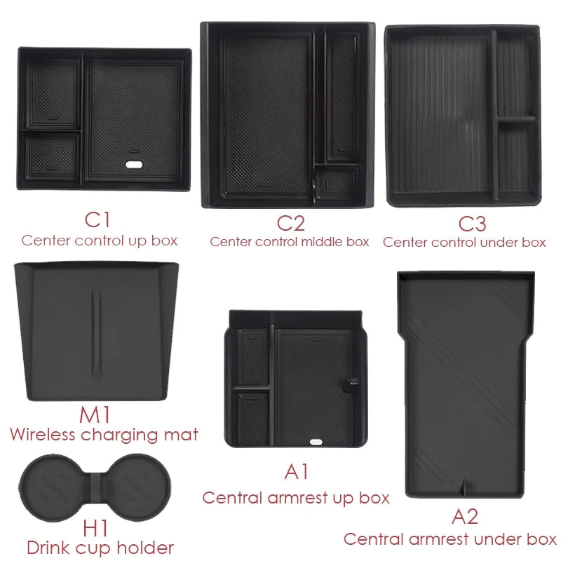 boîtes rangement noir contemporaines tableau bord voiture charge sans fil tasse boîte supérieure intermédiaire