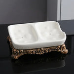 support savon céramique blanc doré ornements classique baroque pièce pied sculpté