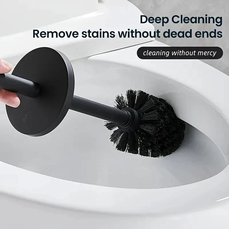 brosse toilette acier inoxydable noir argenté support mural moderne salle bains hygiène durable minimaliste
