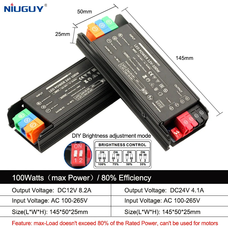transformateur alimentation led 12v 24v 60w 100w 200w 300w 400w noir industriel adjustable