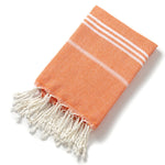 serviette plage coton rayée bleu clair rose franges rapide absorption moderne rustic