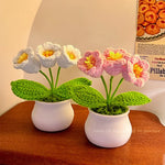 fleurs artificielles tricotées tournesol soie mixte couleurs vase blanc décoration intérieure créative artisanale