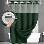 rideau douche moderne gris vert blanc tissé points transparent waterproof anneaux 72x74inch