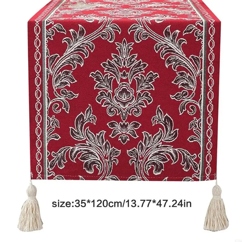 drapeau table ethnique floral brodé rouge marron bleu marine opaque noël