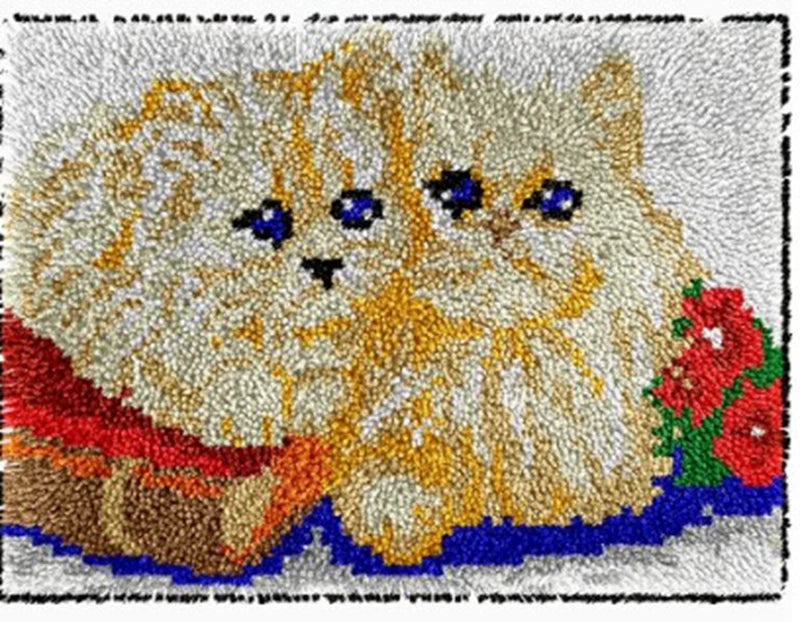 kit broderie tapis crochet motif chat oiseau animaux décoratif textile fait main adulte
