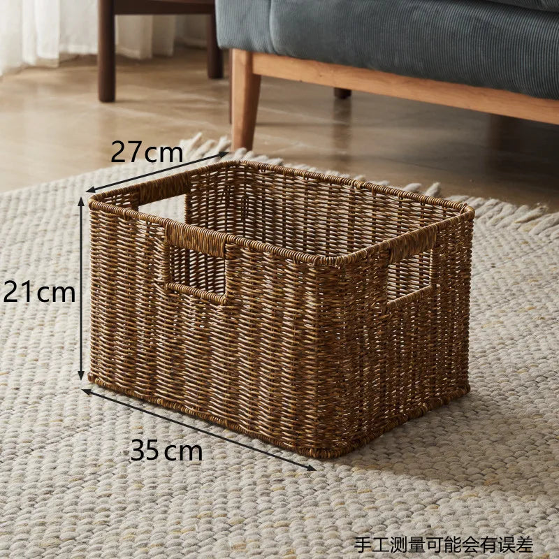 panier rangement rotin marron clair rustique salle bain salon