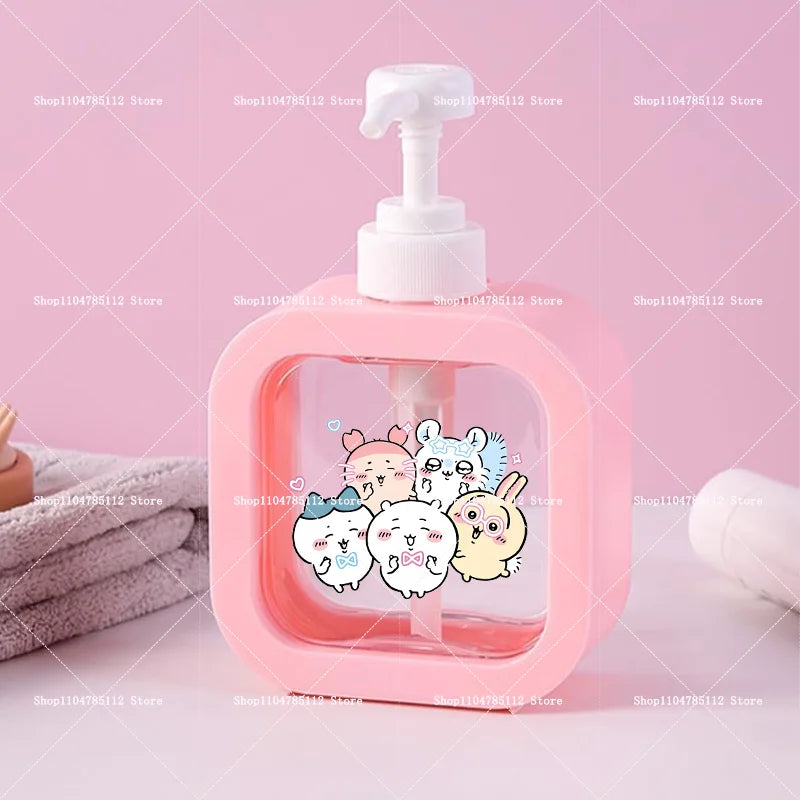 distributeur savon liquide rose dessins animés personnages mignons transparent moderne poignée pompe rechargeable