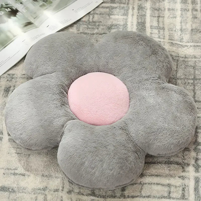 coussin peluche floral couleurs vives motif fleur peluche douce moderne confortable adhésif blanc jaune