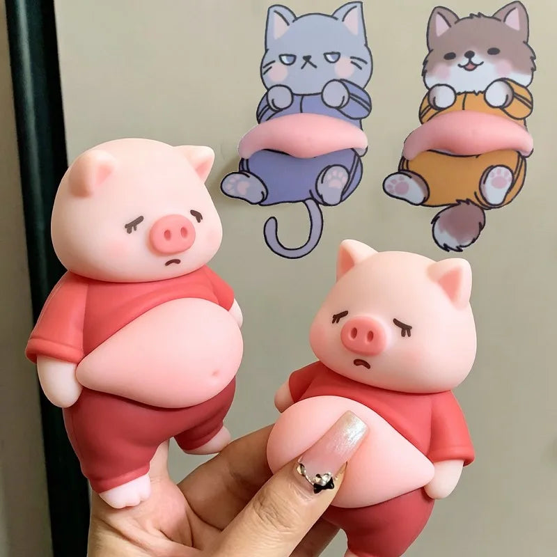 autocollants adhésifs figurines animaux kawaii dessin animé rose gris marron jaune blanc doux mignon
