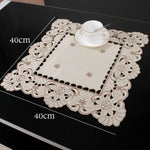 serviettes table brodées florales classiques beige noir réutilisables 40cm 60cm
