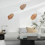 décoration murale feuilles bois naturel rustique moderne suspension intérieur marron clair beige lignes verticales