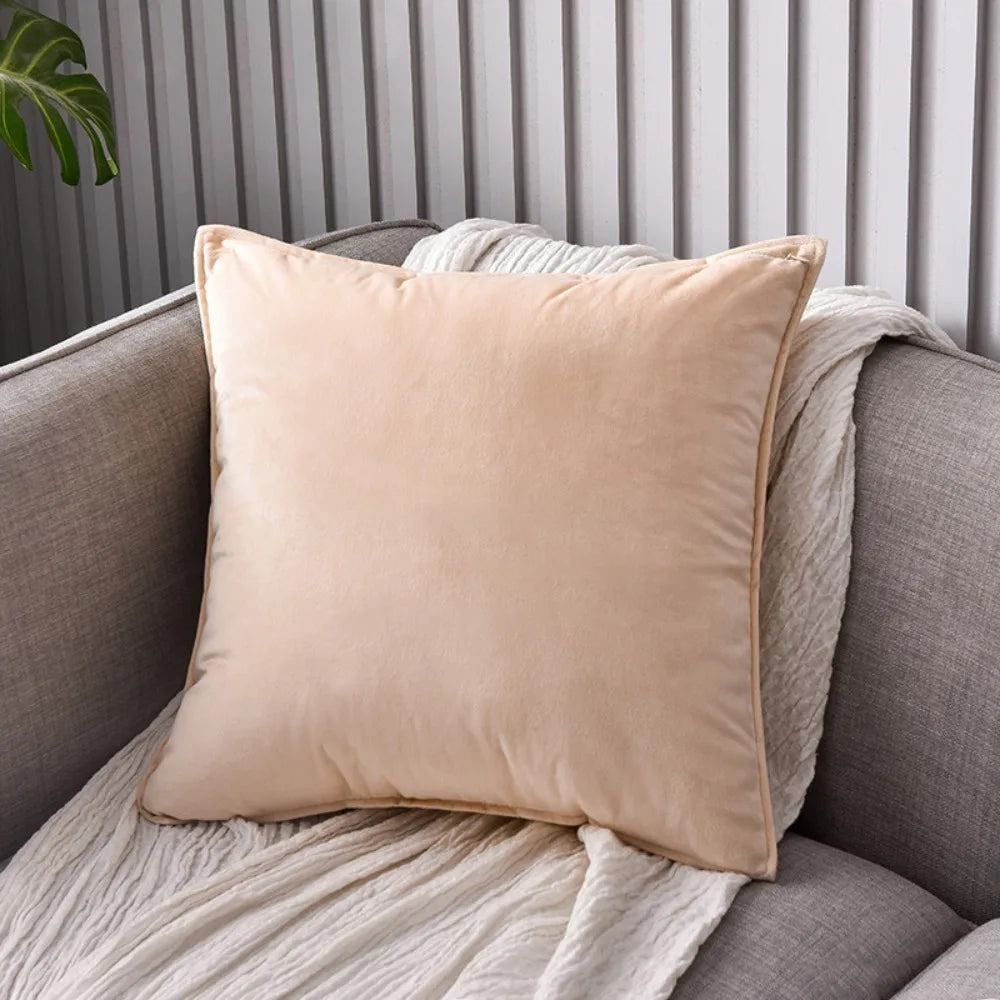 housse coussin velours moderne couleur jaune rose gris orange vert polyester coton lit 60cm