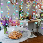 décoration anniversaire guirlande étoiles cercles pailletés 4m mariage festives multicolores suspendues